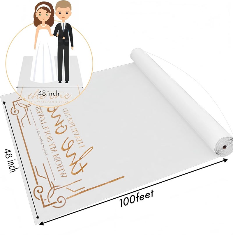 Healon Thickened Aisle Runner for Wedding CeremonyFeet White Aisle Runner Walkway for Indoor Outdoor Wedding Church Decorations ，Halloween Parties can Also use a Carpet，50g(Gold, 4x100Feet) - Image 2
